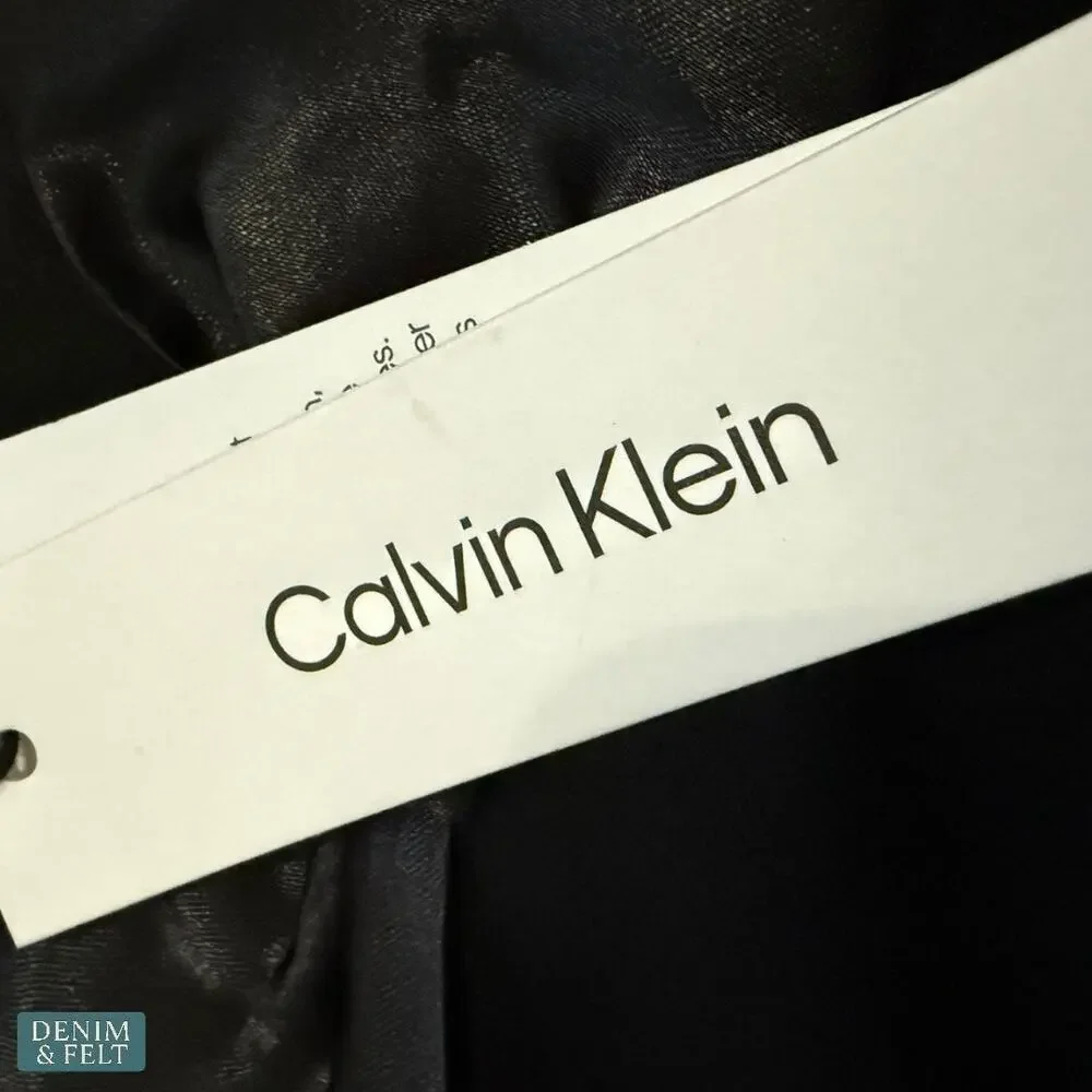 Calvin Klein Black Fit &‎ Flare Dress Sheer Mesh Bow Detail Size 14 NEW~NWT